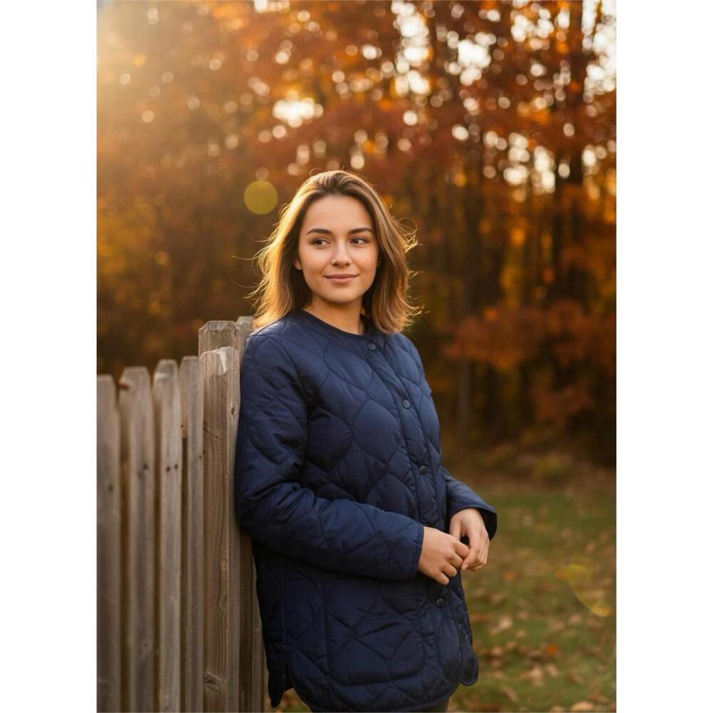 Tommy Bahama Women's Quilted Liner Jacket  Coastline Blue Med(8-10) 30" Length
